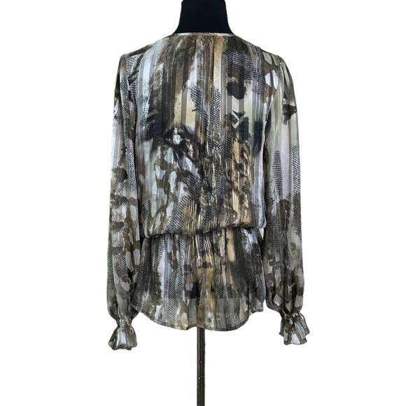 Mushka by Sienna Rose sheer embellished V-Neck Long Sleeve Blouson size S - Picture 2 of 15